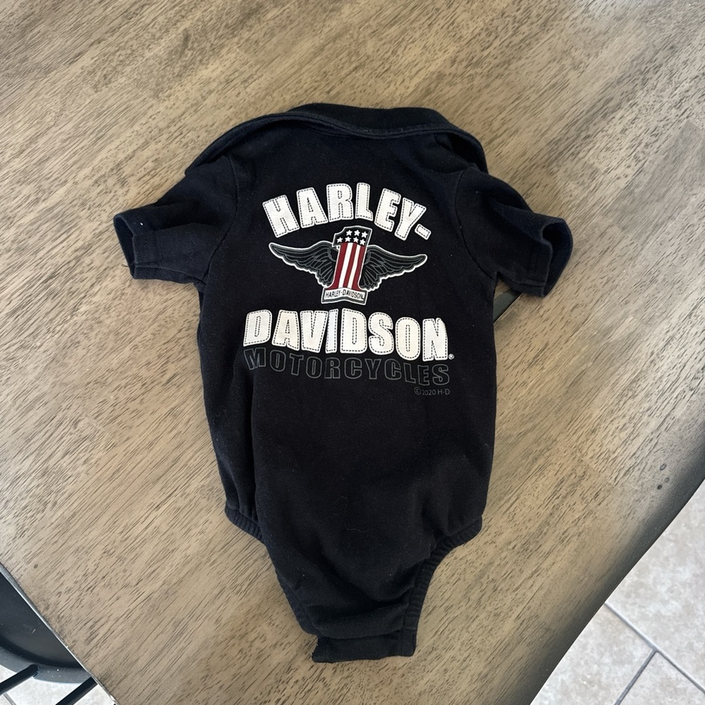 Harley-Davidson Black Baby One-Piece with White & Red Logo
